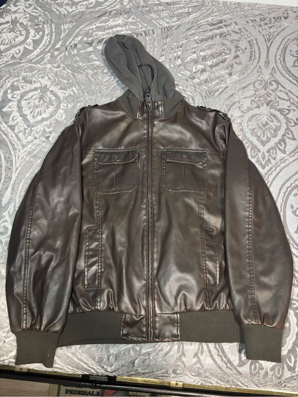 Buffalo by David Bitton Men's Double Layer Lined Jacket L Zipper Hoodie